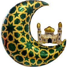 Parti Show Yeşil Gold Desenli Cami Figürlü Hilal Folyo Balon 65*63 cm