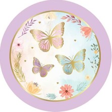 Parti Show Kelebek Temalı 8'li Karton Tabak