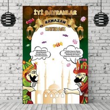 Parti Show 100*150 cm Iyi Bayramlar Afişi Karagöz Hacivat Temalı