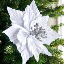 Parti Show Yılbaşı Ponsetya Yapay Çiçek Beyaz 28 cm 1 Adet