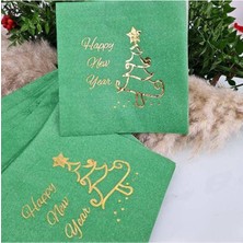 Parti Show Happy New Year Gold Varaklı Peçete Yeşil 16 Adet