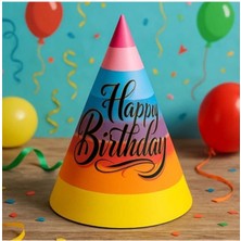Parti Show Renkli Happy Birthday Parti Şapkası