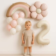 Parti Show Retro 2 Yaş Papatya ve Gökkuşağı Balon Seti