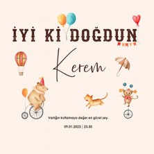 Parti Show Sirk Hayvanları Temalı Doğum Günü Afişi