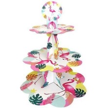 Parti Show Flamingo Karton Kek Standı 3 Katlı