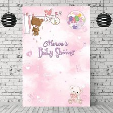 Parti Show Baby Shower Kız Hatırası Afişi Pembe 100*150 cm