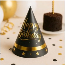Parti Show Siyah Gold Happy Birthday Parti Şapkası