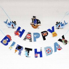 Parti Show Deniz Canlıları Korsan Köpek Balığı Happy Birthday Yazısı 300X18 cm