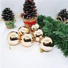 Parti Show Çam Ağacı Süsleme Parlak Top Şampanya 6 Adet 6 cm