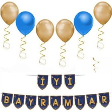 Parti Show Iyi Bayramlar Süsleri Seti 2 Parça Mavi