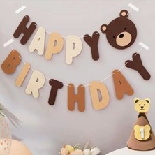 Parti Show Ayıcık Happy Birthday Retro Renk Banner