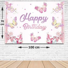 Parti Show Kelebek Temalı Doğum Günü Afişi Pembe 70*100 cm