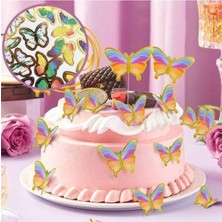 Parti Show Renkli Kelebek Pasta Süsü 21 Adet