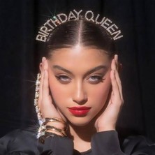 Parti Show Birthday Queen Taşlı Gold Taç
