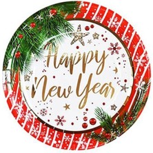 Parti Show Happy New Year Gold Varaklı Tabak 6 Adet