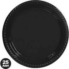 Parti Show Siyah Plastik Tabak (25 Adet)