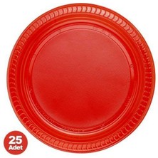 Parti Show Kırmızı Plastik Tabak Lüks (25 Adet)