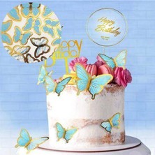 Parti Show Mavi Kelebek Pasta Süsü 21 Adet