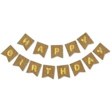 Parti Show Happy Birthday Yazısı Kraft Üzeri Gold 160 cm