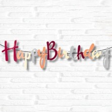 Parti Show Happy Birthday Yazısı Kaligrafi Retro
