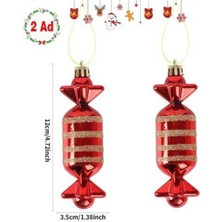 Parti Show Kırmızı Gold Şeker Simli Yılbaşı Ağacı Süsü 12 cm 2 Adet