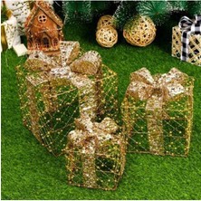 Parti Show Yılbaşı Hediye Paketi Metal - Payetli Lüks Gold 3'lü Set