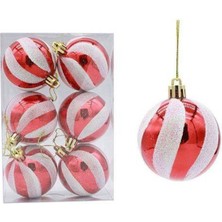 Parti Show Kırmızı Beyaz Spiral Yılbaşı Topu 6 Adet 6 cm