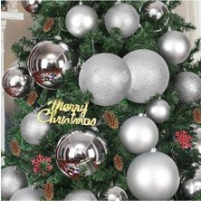 Parti Show Gümüş Yılbaşı Topu Simli - Parlak - Mat 20 Adet 10 cm