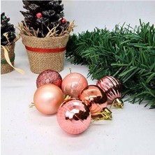 Parti Show Rose Gold Yılbaşı Top Süs Mat-Parlak-Simli-Aynalı 6 Adet 4 cm