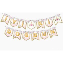 Parti Show Çiçekli Unicorn Iyi Ki Doğdun Yazısı (190 Cm)