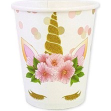 Parti Show Unicorn Çiçekli Bardak (8 Adet)