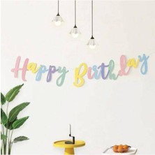 Parti Show Happy Birthday Makaron Kaligrafi Banner 110 cm
