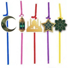 Parti Show Ramazan Figürlü Artistik Pipet Yeşil 10 Adet