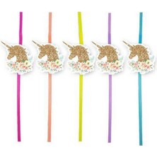 Parti Show Parıltılı Unicorn Artistik Pipet 10 Adet