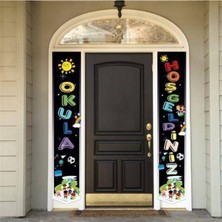 Parti Show Okula Hoş Geldiniz Kapı Afişi Siyah 160*30 cm