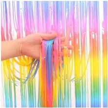 Parti Show Ithal Gökkuşağı Renkli Makaron Kapı Perdesi 100*200 cm