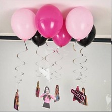 Parti Show Black Pink Balonlu Tavan Süsü 6'lı