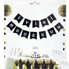 Parti Show Iyi Ki Doğdun Yazısı Siyah Üzeri Gümüş Yaldızlı