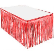 Parti Show Kırmızı Püsküllü Masa Eteği 70*300 cm