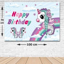 Parti Show Unicorn Deniz Atı Doğum Günü Afişi Fotosuz 70*100 cm