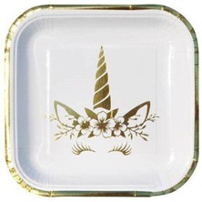 Parti Show Unicorn Gold Kare Tabak (6 Adet)