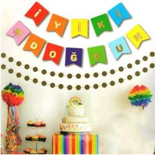 Parti Show Rengarenk Gold Yaldız Baskılı Iyi Ki Doğdun Yazısı