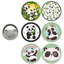Parti Show Panda Temalı Hediyelik Parti Rozeti (6 Adet)