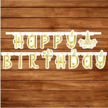 Parti Show Unicorn Gold Happy Birthday Yazısı (2.5 Metre)