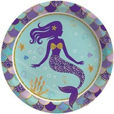 Parti Show Pırıltılı Deniz Kızı Tabak (8 Adet)