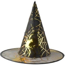 Parti Show Cadı Şapkası Örümcek Desenli Gold