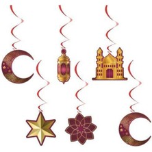 Parti Show Ramazan Asma Tavan Süs 6 Adet Bordo