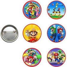 Parti Show Super Mario Hediyelik Parti Rozeti (6 Adet)