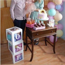 Parti Show One Yazılı Şeffaf Kutu Harf Beyaz 25 cm