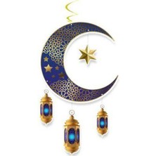 Parti Show Ay Yıldız Kandil Ramazan Asma Süs Mavi 90X30 cm